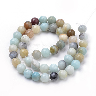 Natural Flower Amazonite Beads Strands G-S259-13-8mm-1