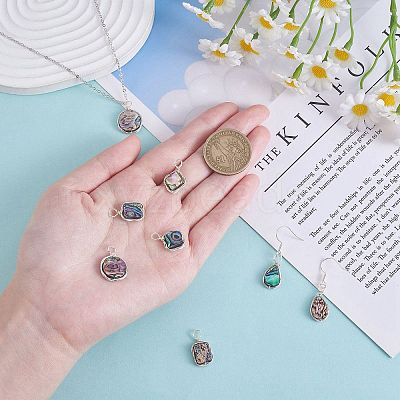 8Pcs 4 Styles Natural Abalone Shell/Paua Shell Pendants FIND-SZ0003-08-1