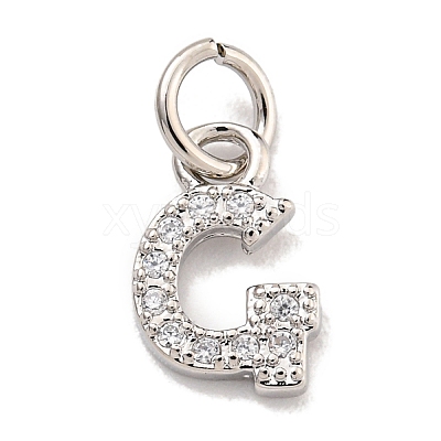 Initial Letter Brass with Cubic Zirconia Charms KK-Q814-26G-P-1