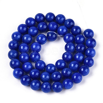 Dyed Natural Mashan Jade Round Beads Strands G-T139-8mm-67E-1