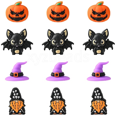 8Pcs 4 Styles Halloween Food Grade Silicone Focal Beads SIL-YW0002-17-1