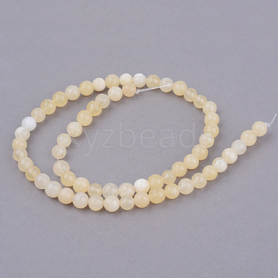 Natural Yellow Jade Beads Strands X-G-Q462-6mm-36-1