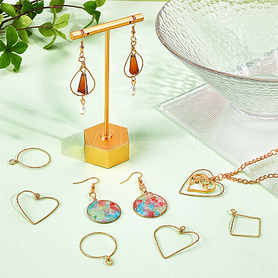 50Pcs 5 Style Copper Open Back Bezel Pendants FIND-NB0002-41-1