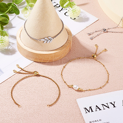 2 Sets 2 Colors 304 Stainless Steel Satellite Chain Bracelet Slider Making MAK-TA0001-22-1