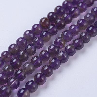 Natural Amethyst Round Beads Strands G-N0120-11A-6mm-1