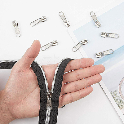 Nylon Closed-end Zipper and Zinc Alloy Zipper Sliders Zipper Head DIY-BC0011-65-1