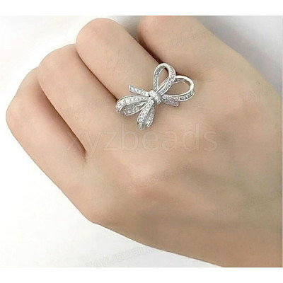 Bowknot Alloy with Crystal Rhinestone Finger Rings for Women FS-WG361F1-03-1
