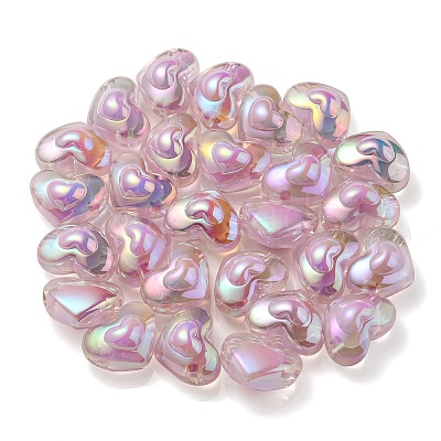 UV Plating Rainbow Iridescent Transparent Acrylic Beads OACR-C007-04C-1
