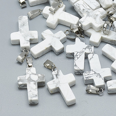 Natural Howlite Pendants X-G-T080-16-1