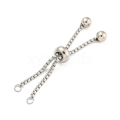 Non-Tarnish Adjustable 304 Stainless Steel Box Chain Slider Bracelet Making MAK-L038-001P-03-1