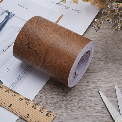 1 Roll PVC Imitation Wood Grain Adhesive Tape DIY-GF0008-40B-1