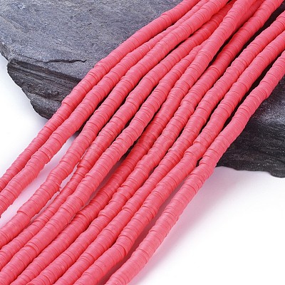 Flat Round Handmade Polymer Clay Beads CLAY-R067-6.0mm-25-1
