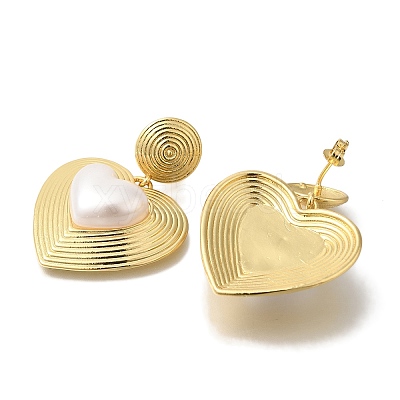Rack Plating Heart Brass Stud Earrings EJEW-H016-11G-1