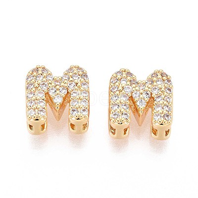 Brass Micro Pave Clear Cubic Zirconia Beads KK-T071-17G-M-1