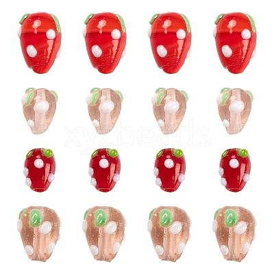 40Pcs Handmade Lampwork 3D Strawberry Beads LAMP-LS0001-10-1
