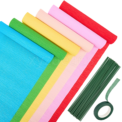 6 Rolls 6 Colors Handmade Crepe Paper DIY-CP0012-89C-1