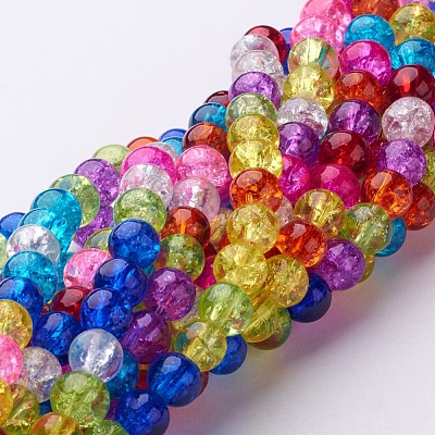 Crackle Glass Beads Strands GGM002-1