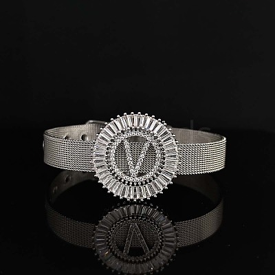 Brass Micro Pave Clear Cubic Zirconia Bangles for Women FS-WGA7409-26-1