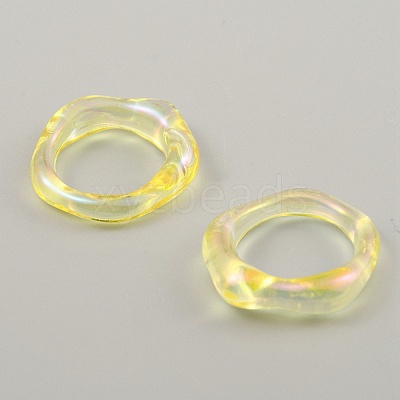 Candy Color Plastic Twist Wave Finger Ring for Women RJEW-WH0004-26F-1