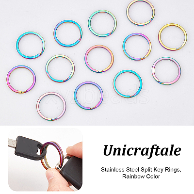 20Pcs 304 Stainless Steel Split Key Rings FIND-UN0003-53-1