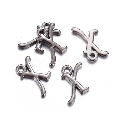 Gunmetal Plated Alloy Letter Pendants LS-PALLOY-P097-03-X-1
