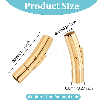 4 Sets 4 Colors 316L Surgical Stainless Steel Bayonet Clasps STAS-OC0001-17C-1