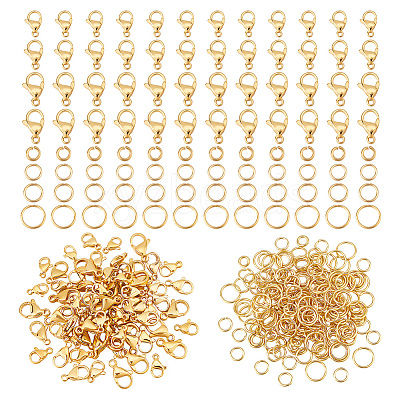 80Pcs 4 Styles 304 Stainless Steel Lobster Claw Clasps DIY-PH0028-67-1