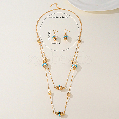 Bohemian Style Brass Horse Eye Double Layer Necklaces & Earrings Sets for Women YG5819-1