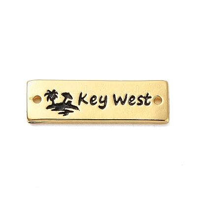 Beach Theme Rack Plating Brass Rectangle Connector Charms KK-P261-08C-G09-1