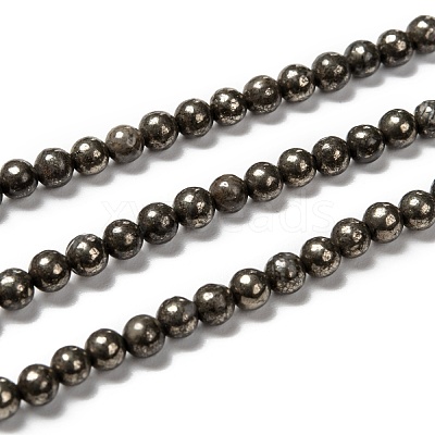 Natural Pyrite Beads Strands G-L031-4mm-01-1