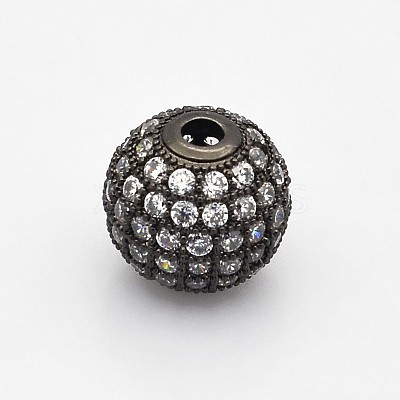 Brass Micro Pave Grade AAA Cubic Zirconia Beads KK-E711-116-6mm-B-NR-1