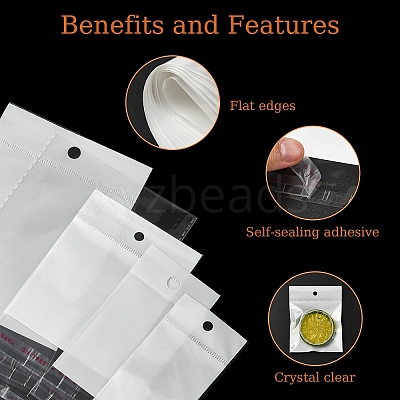 250Pcs 5 Styles Rectangle OPP Cellophane Top Self Seal Bags OPC-YW0001-02-1