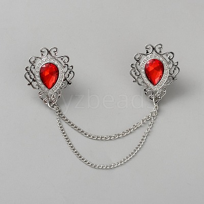 Zinc Alloy Rhinestone Chain Collar Pin Brooches JEWB-WH0816-010P-02-1
