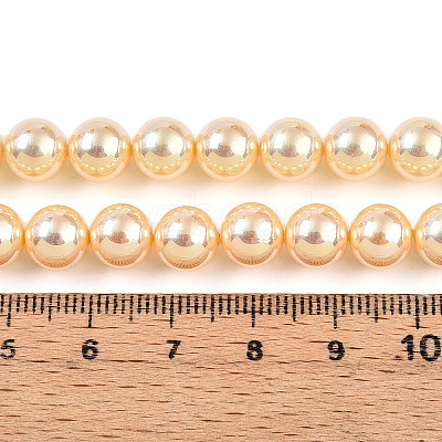 UV Plating Pearlized Glass Pearl Beads Strands GLAA-F128-01B-T6-1