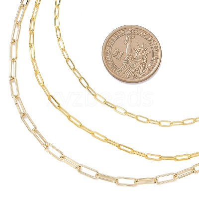 Brass Paperclip Chain 3 Layered Necklaces for Women NJEW-JN05507-1