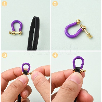 Brass Enamel D-Ring Anchor Shackle Clasps KK-P201-01G-1