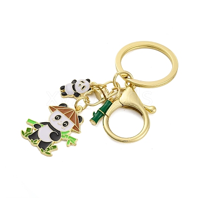 Rack Plating Panda Zinc Alloy Enamel Pendant Keychain KEYC-G064-01D-1