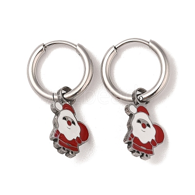 3 Pairs 3 Styles Christmas 304 Stainless Steel Hoop & Studs Earrings Set for Women EJEW-K279-12A-P-1