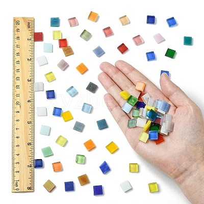 100Pcs 2 Colors Mosaic Tiles Glass Cabochons DIY-YW0012-19-1