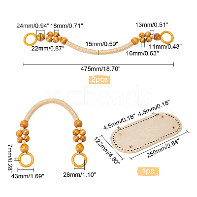 3Pcs 2 Styles PU Leather & Iron Oval Bottom FIND-PH0003-54-1