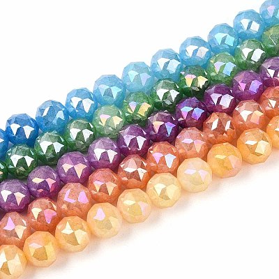 Anti-Tarnish Electroplate Glass Beads Strands GLAA-N064-8mm-M-1