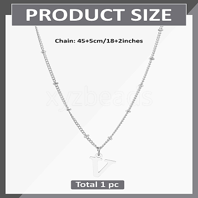 1Pc Brass Chain & 304 Stainless Steel Letter Pendant Necklaces NJEW-LP0001-35V-P-1