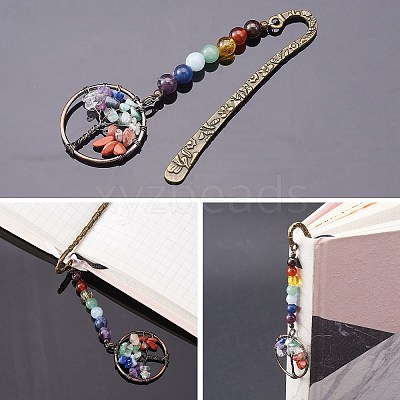 4Pcs 2 Style Gemstone Beaded Bookmarks AJEW-SZ0002-31-1