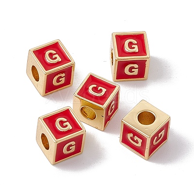 Rack Plating Brass Enamel Beads KK-B060-04G-03G-1