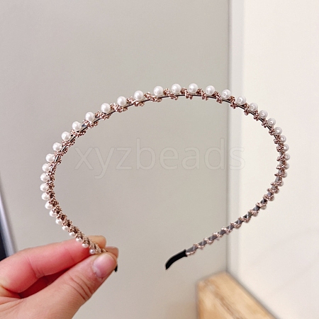 Alloy with Plastic Pearl Hair Bands PW-WG96FFC-05-1