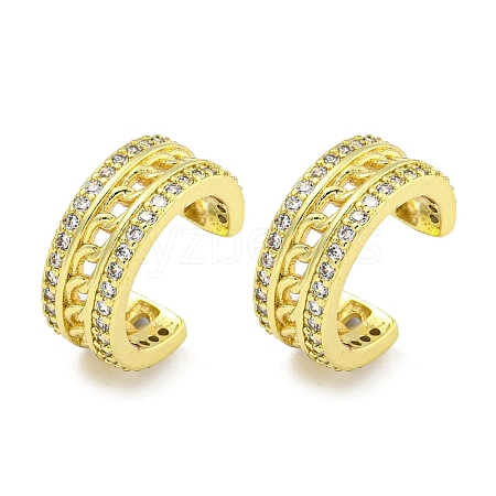 Brass Micro Pave Clear Cubic Zirconia Cuff Earrings EJEW-C104-078G-1