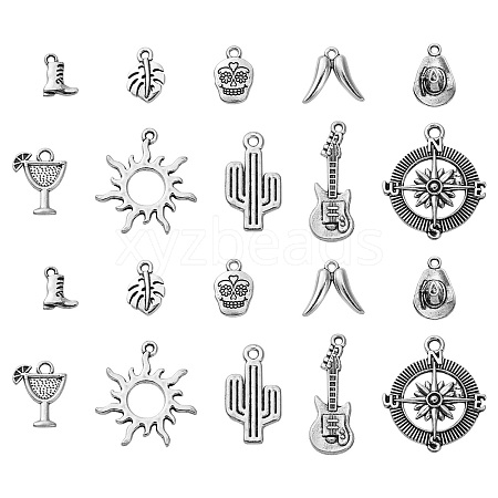 100Pcs 10 Styles Tibetan Style Alloy Pendants TIBEP-CJ0001-96-1