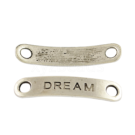 Rectangle Carved Affirmative Word Dream Tibetan Style Alloy Message Links connectors for Bracelet Making TIBE-S233-AS-LF-1