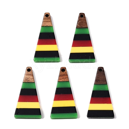 Jamaican Colour Epoxy Resin & Walnut Wood Pendants RESI-N039-122L-1