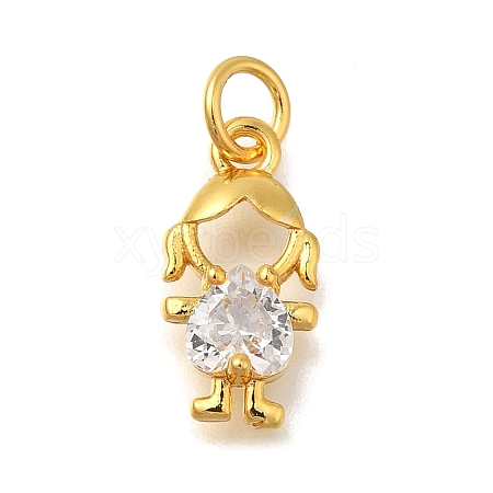 Rack Plating Brass Micro Pave Cubic Zirconia Charms KK-I716-25G-01-1